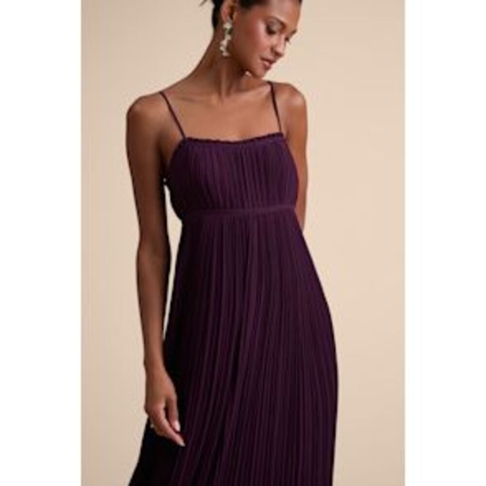 Lulu's Deep Plum Pleated Spaghetti-Strap Maxi Dress